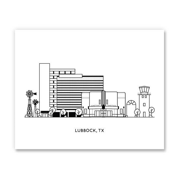 Lubbock, Texas Art Print for engroshandel hos Kelly Renay