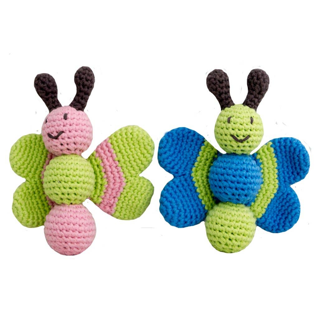 BEBEMOSS, LLC - Vendita all'ingrosso Sonaglio - Neonati - Sonaglio a farfalla, giocattolo per bambini e neonati, cotone biologico1