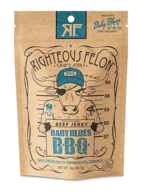 Righteous Felon Craft Jerky - Wholesale Jerky - Bootleggin' Baby Blues BBQ Beef Jerky 2oz1