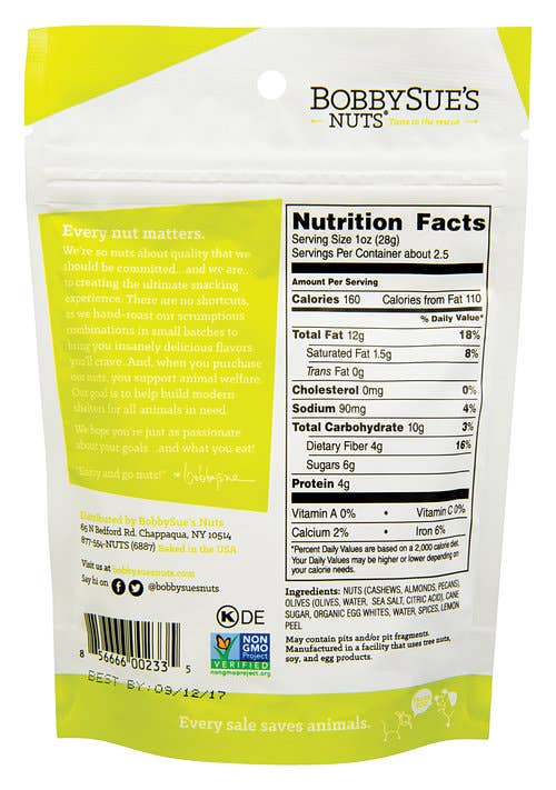 BobbySue's Nuts - Wholesale Nuts - Nuts Over Olives Nuts 3.5oz Bag1
