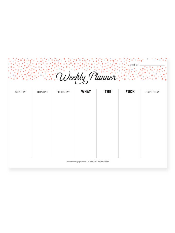 WTF Weekly Planner Notepad for wholesale by Tiramisu Paperie