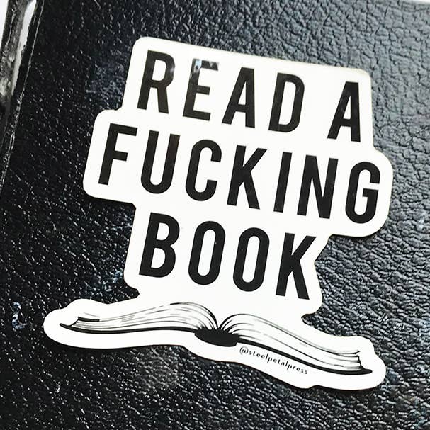 Fucking Book Die-Cut Sticker for wholesale by Steel Petal Press