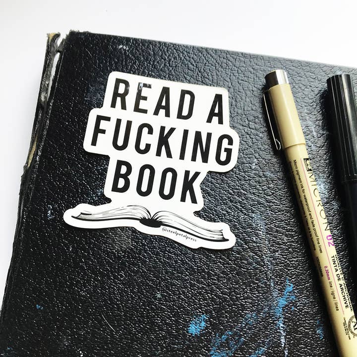 Fucking Book Die-Cut Sticker for wholesale by Steel Petal Press