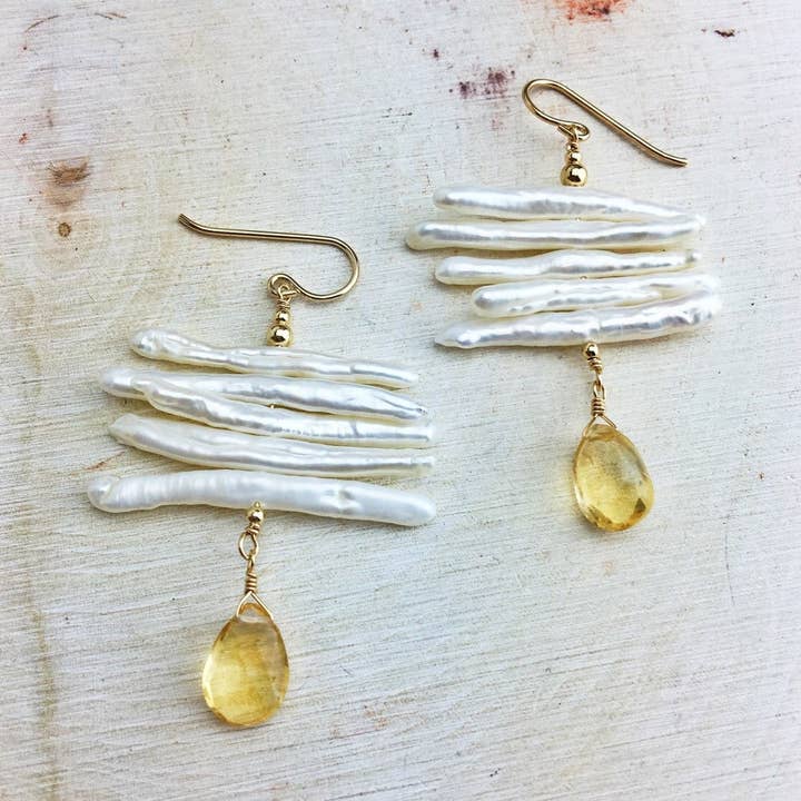 Freshwater Pearl 14k Gold Filled Citrine Drops for wholesale by Enclave Gold