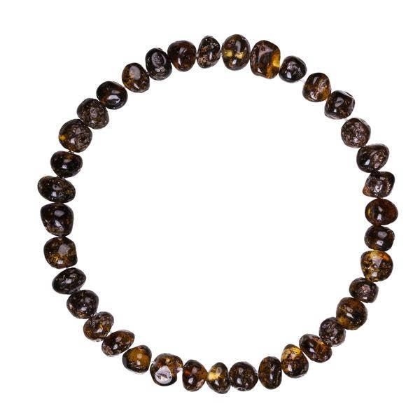 7.5" Adult Baroque Amber Green Bracelet for wholesale by Powell's Owls