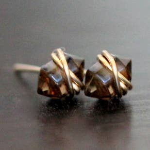 Pike Studs - Smoky Quartz for wholesale by Saressa Designs