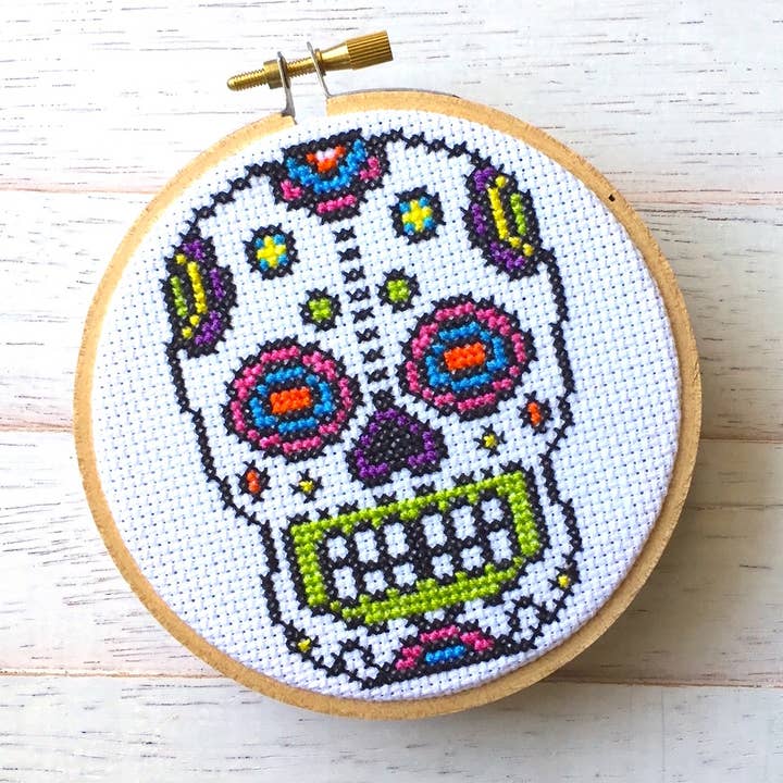 Sugar Skull Cross Stitch Kit for wholesale by Spot Colors