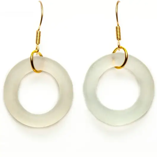 Smart Glass Recycled Jewelry - Wholesale Dangle Earrings - GOLD SEAGLASS STYLE SIMPLE EARRINGS2