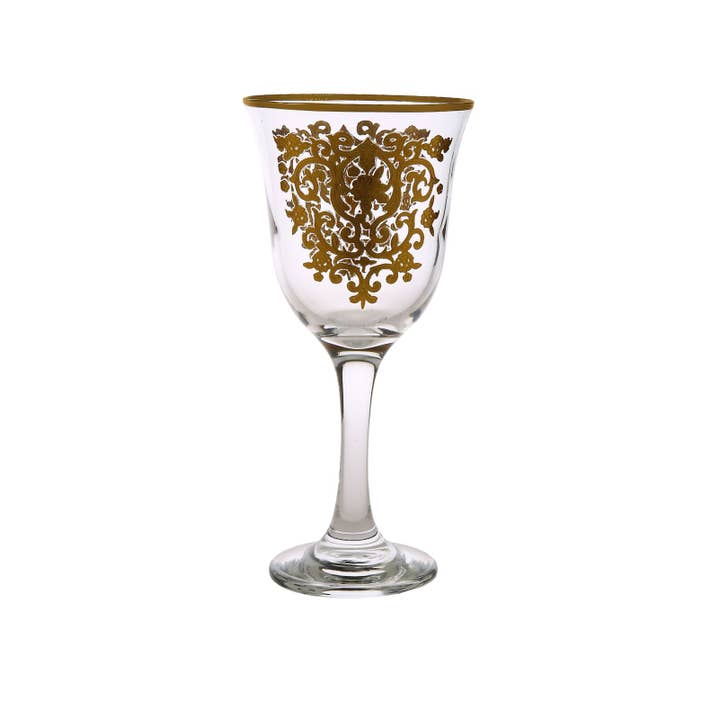 10 Oz. Water Glasses with intricate Gold Design - Set Of 6 for wholesale by CLASSIC TOUCH DECOR INC.