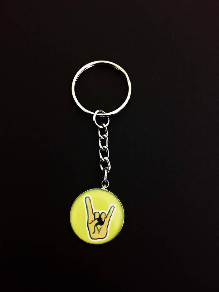 Rock-On Hand Gesture Charm Keychain for wholesale by Clearly Hip