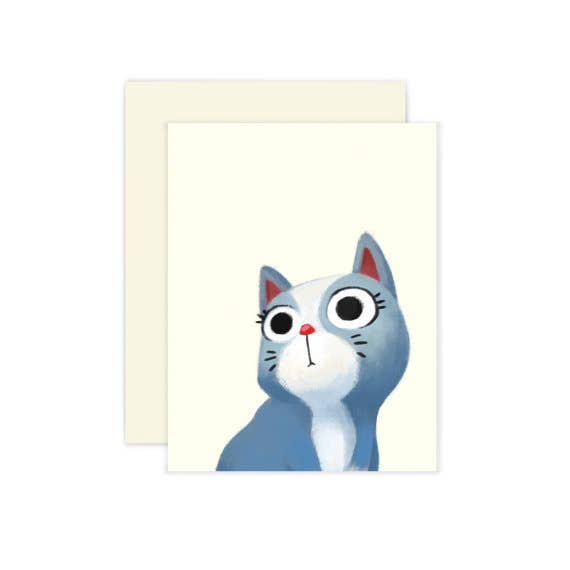 The Little Red House - Wholesale Everyday Greeting Card - Blue Cat Card