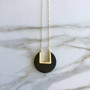 Onyx Coin Pendant for wholesale by Leslie Francesca Designs