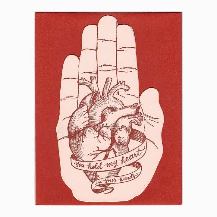 heart in your hand card for wholesale by Blackbird Letterpress