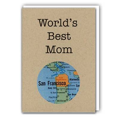 Granny Panty Designs - Wholesale Mother’s Day card - Worlds Best Mom Mini Map Card