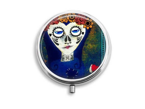 Unique Art Pendants - Wholesale Pill Organizer - Day of the Dead Case0