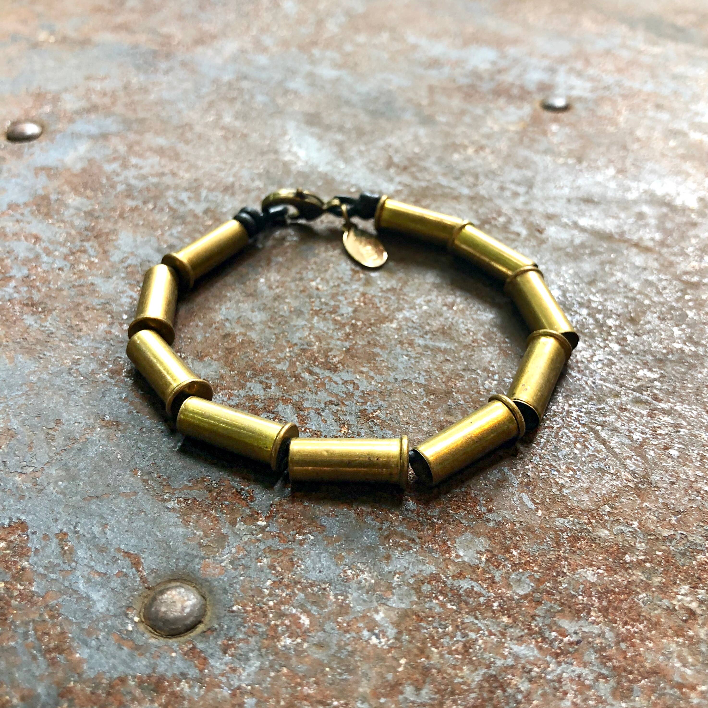 ASTALI - Wholesale Beaded Bracelet - Bullet Tube Bracelet - Brass, Recycled .22 Cal Shell Casings