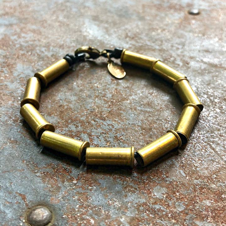 ASTALI - Wholesale Beaded Bracelet - Bullet Tube Bracelet - Brass, Recycled .22 Cal Shell Casings0