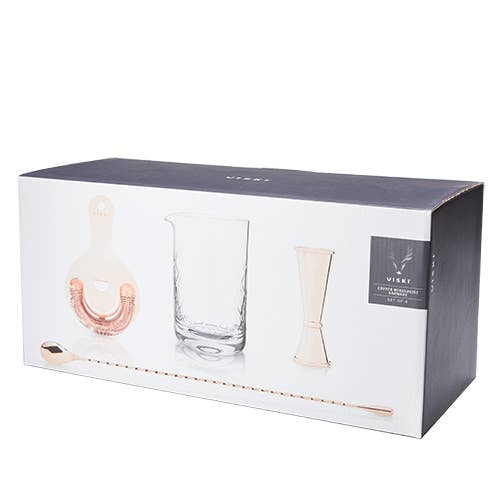 Viski - Wholesale Bar Tool - Summitâ„¢ Copper-Plated Mixologist Barware Set - Set of 4