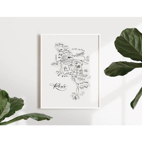 Traveling Calligrapher - Wholesale Art Print - Reno, NV Neighborhood Map Print (3 sizes available)6