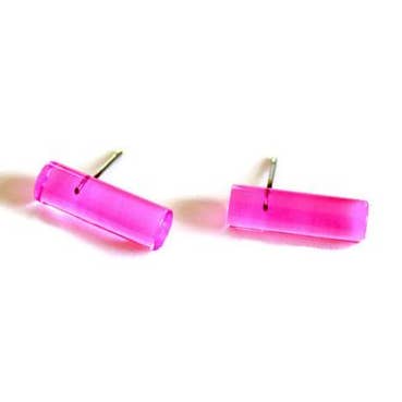 Leetie Lovendale - Wholesale Stud/Post Earrings - Hot Pink Mini Lucite Stick Stud Earrings0