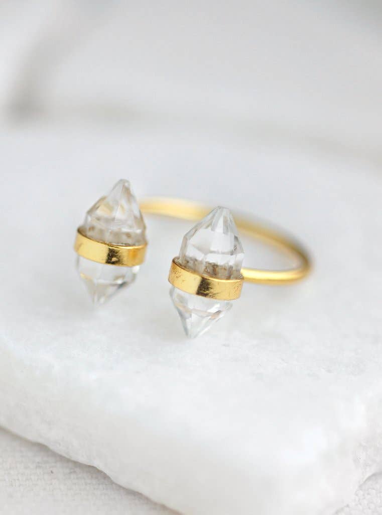 FELIX Z DESIGNS – wholesale Solitairering – Klar Crystal Dubbel Mini spetsiga kristall Ring
