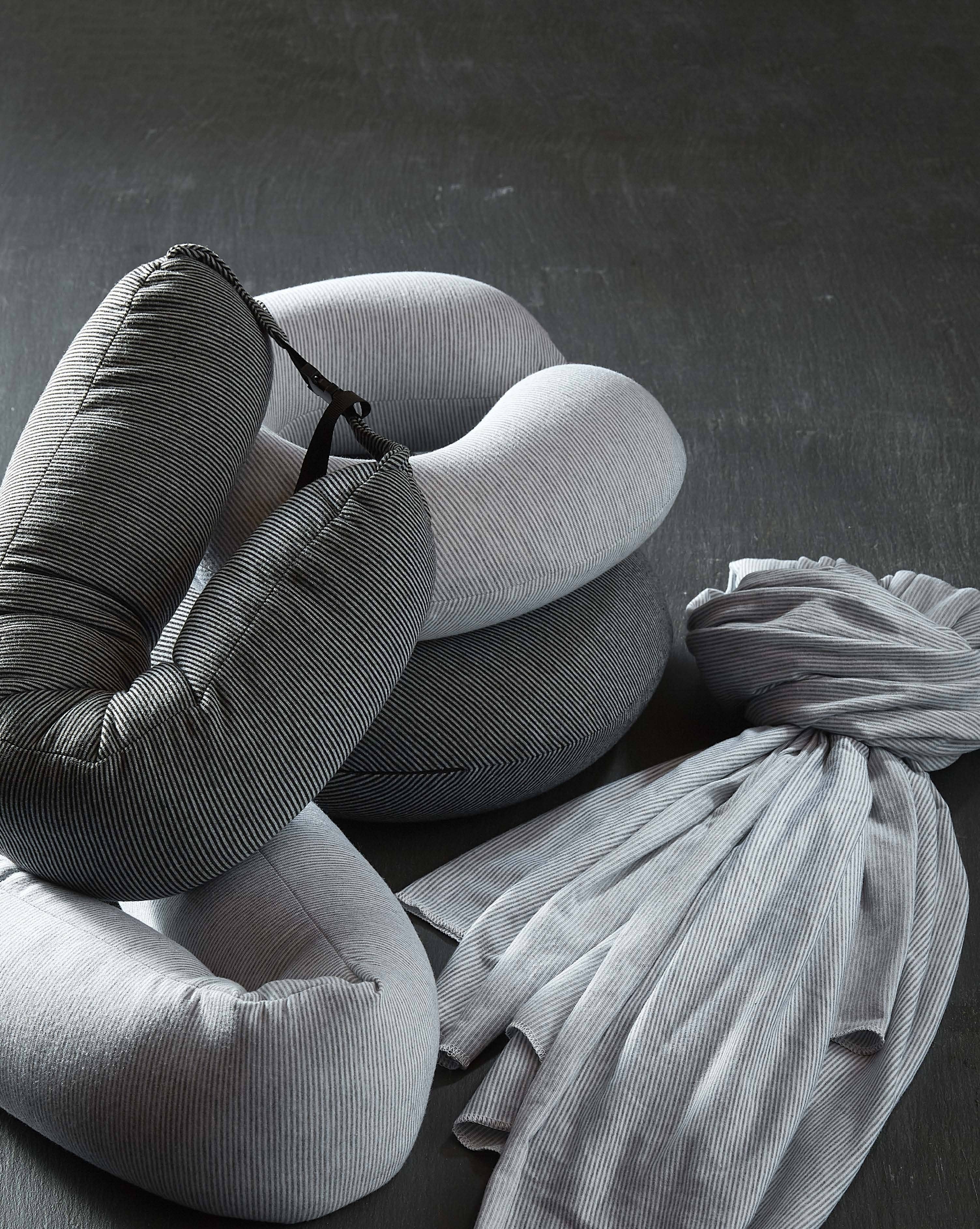 Bucky - Wholesale Travel Pillow - Memory Foam Neck Pillow - Gray Stripe1