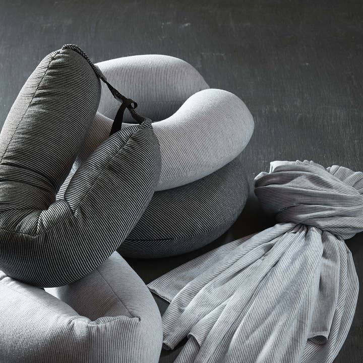 Bucky - Wholesale Travel Pillow - Memory Foam Neck Pillow - Gray Stripe1