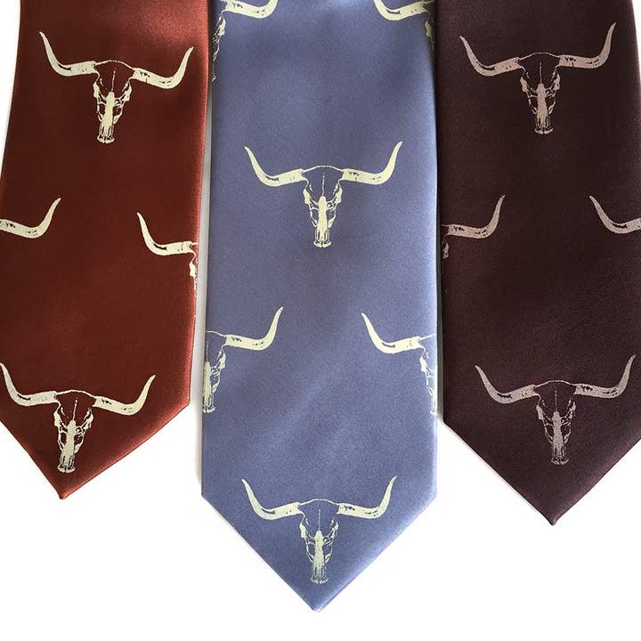 Longhorn Steer Skull Necktie for wholesale by Cyberoptix Tie Lab