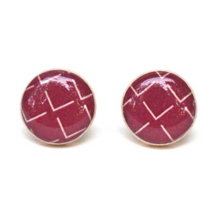 Cranberry Geometric Stud Earrings for wholesale by Starlight Woods