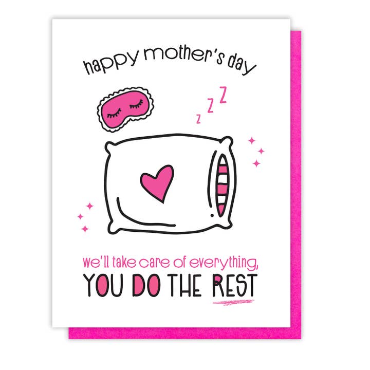 Kiss and Punch - Wholesale Mother's Day Card - Punny Nap Mom Mother's Day Letterpress Card