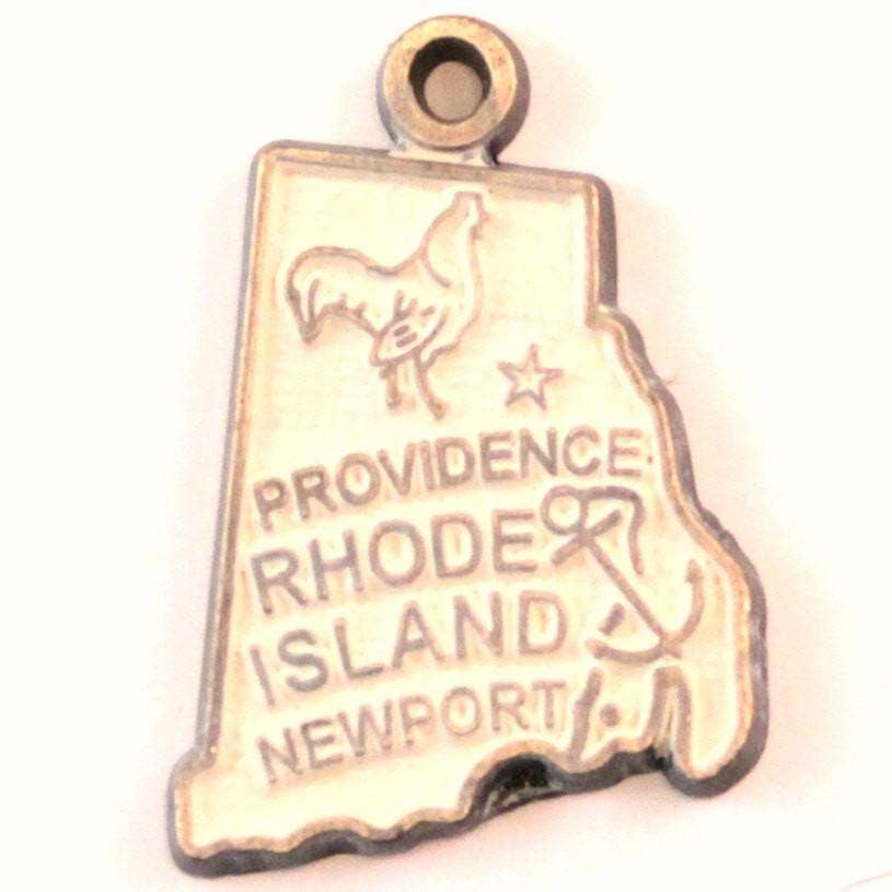 Gleeful Peacock - Wholesale Individual Charm/Pendant - Rhode Island State Charm Bracelet, Necklace, or Charm Only0