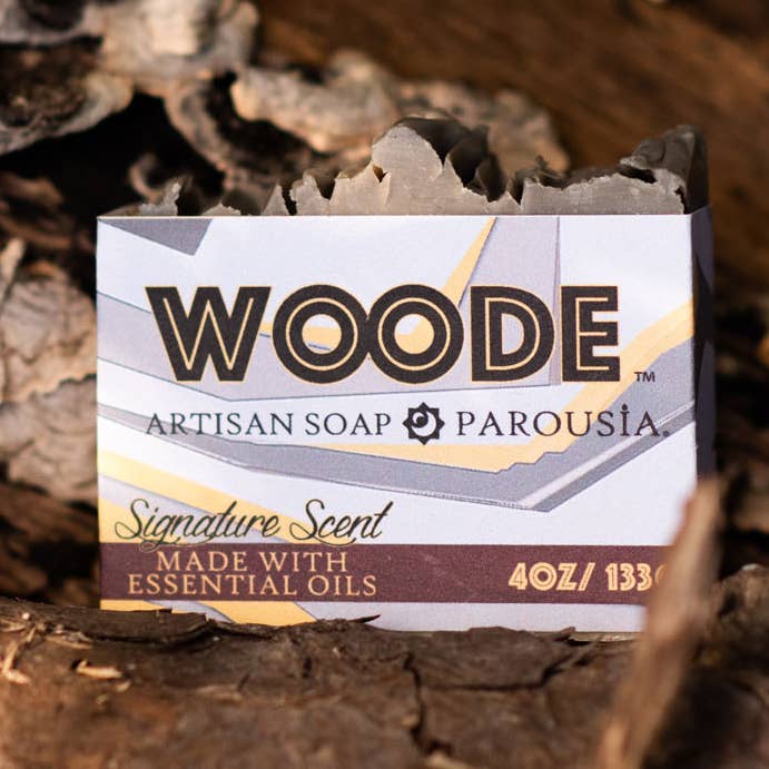 Woode Aceite Esencial Jabón para Hombres Barra 4oz para venta al por mayor de Old Factory Soap + Parousia Perfumes
