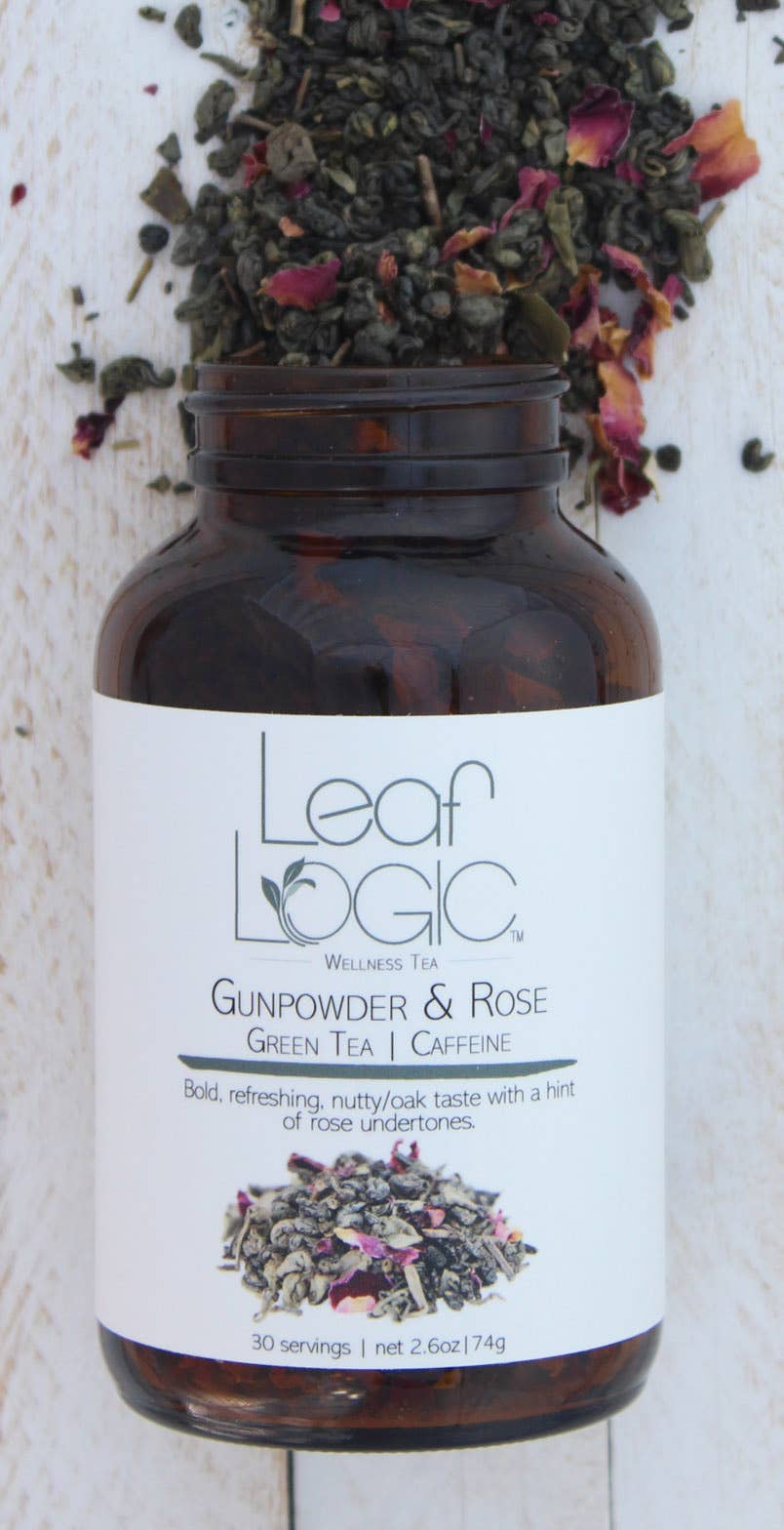 Leaf Logic - Wholesale Loose Tea - Gunpowder & Rose Loose Leaf Tea - Bulk or Refillable Jar0
