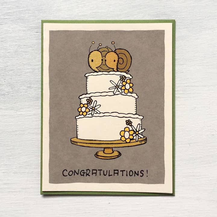 Snail Wedding Cake Card for wholesale by everyday balloons print shop