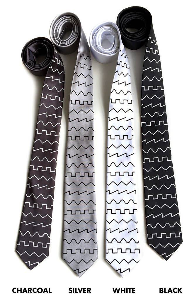 Cyberoptix Tie Lab - Wholesale Necktie - Men's - Oscillator Waves Necktie. Square, Saw, Triangle & Sine Wave Tie1