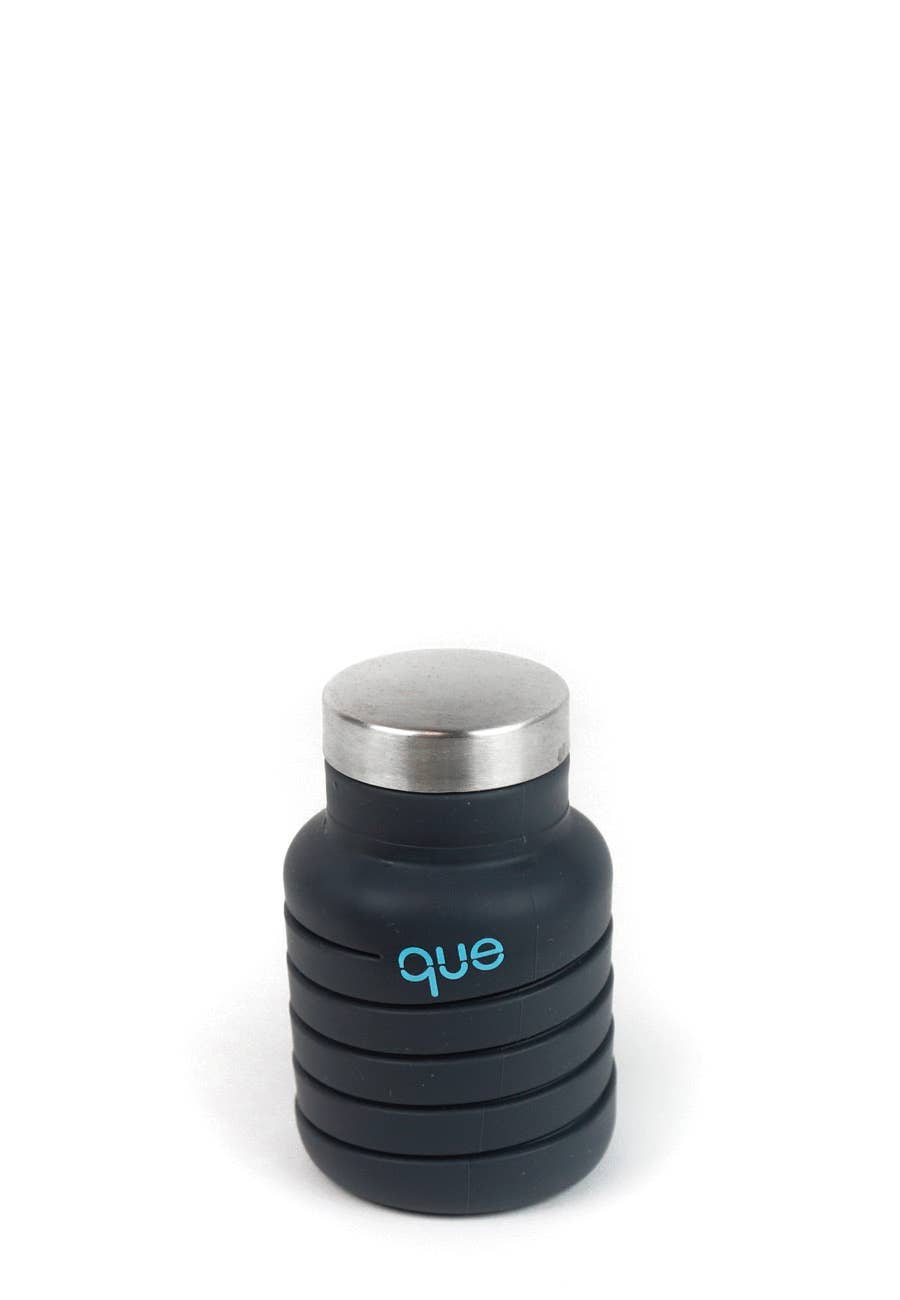Que Factory - Wholesale Water Bottle - 12oz Collapsible Water Bottle - Metallic Charcoal