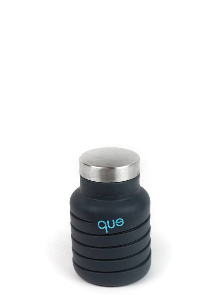 12oz Collapsible Water Bottle - Metallic Charcoal for wholesale by Que Factory