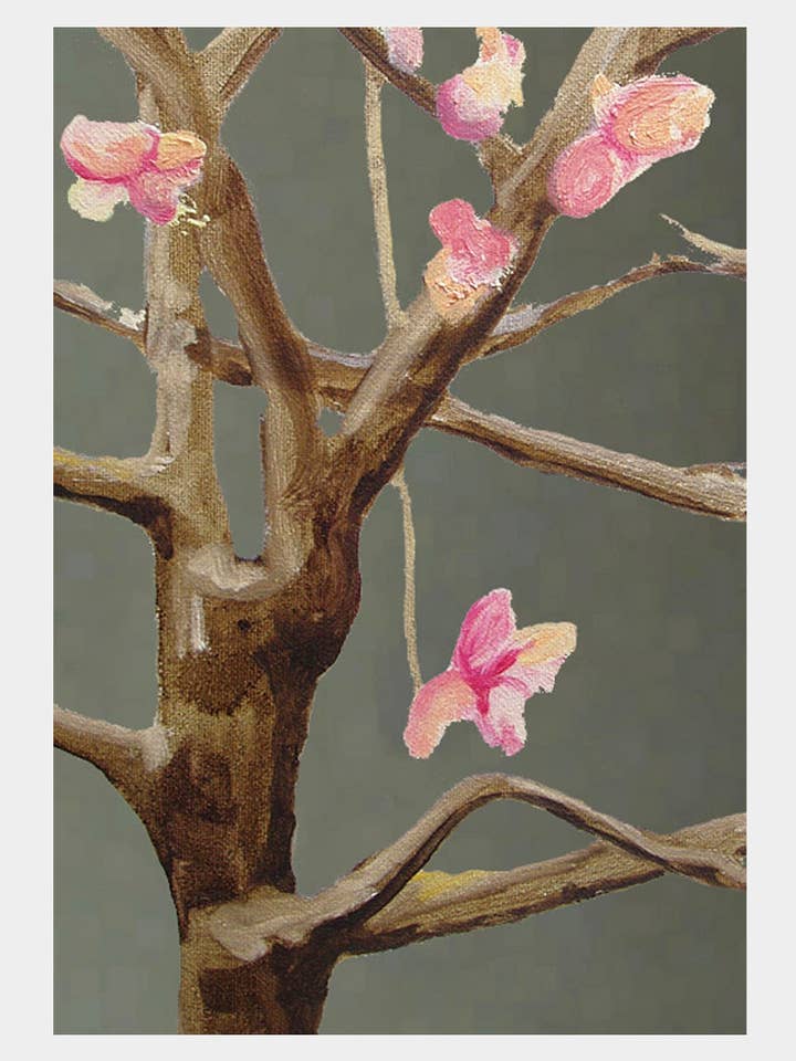 11” x 16” Tree with Pink Flowers on Dark Grey Art Print for wholesale by India & Purry by Jessica Hollander