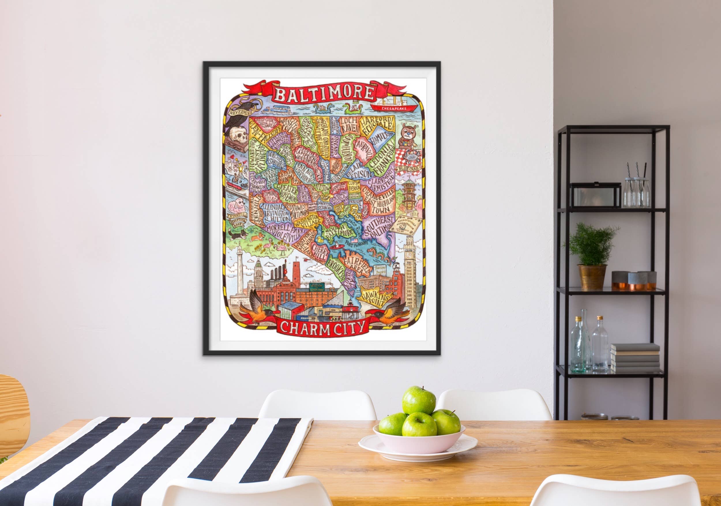 SepiaLepus Illustration - Wholesale Art Print - 8" x 10" Baltimore MD Map Art Print1