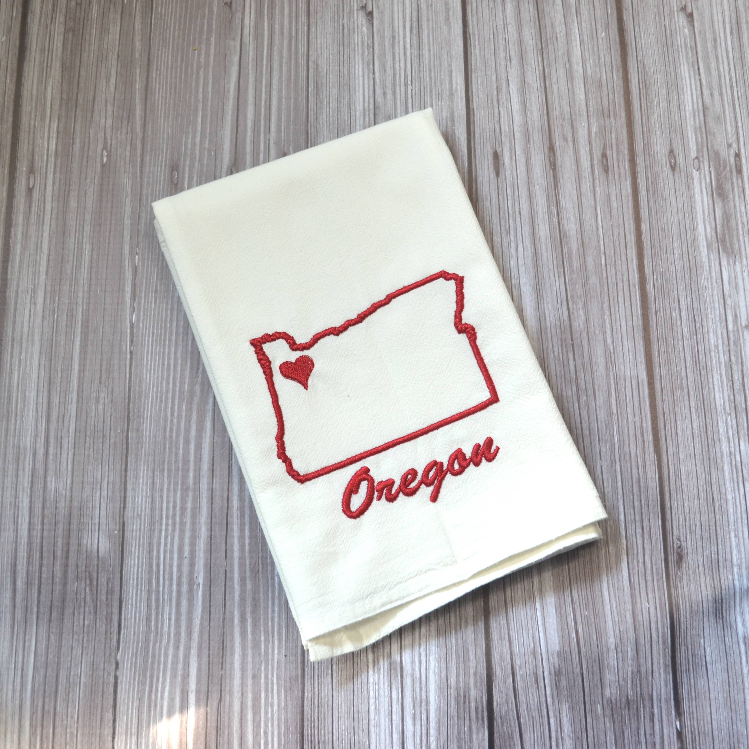 SewMuchMoreStore - Wholesale Tea Towel - State Tea Towel - Red - Embroidered Floursack Towel20