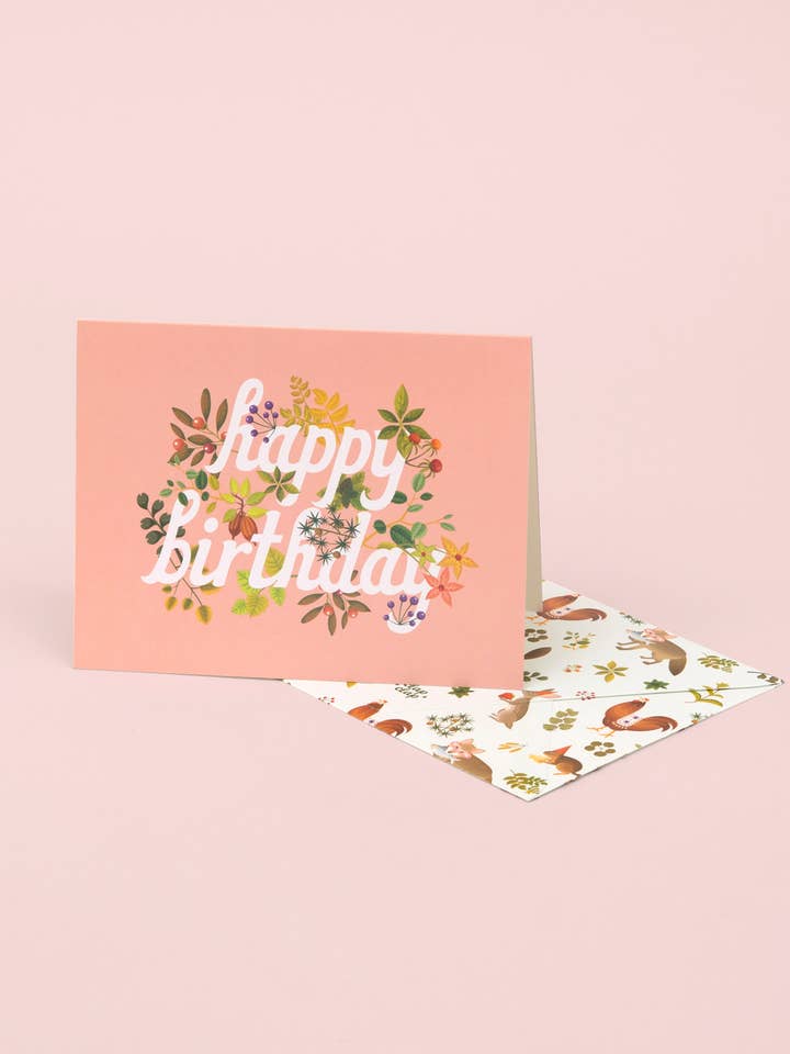 Carte d'anniversaire botanique Rose pour la vente par Clap Clap