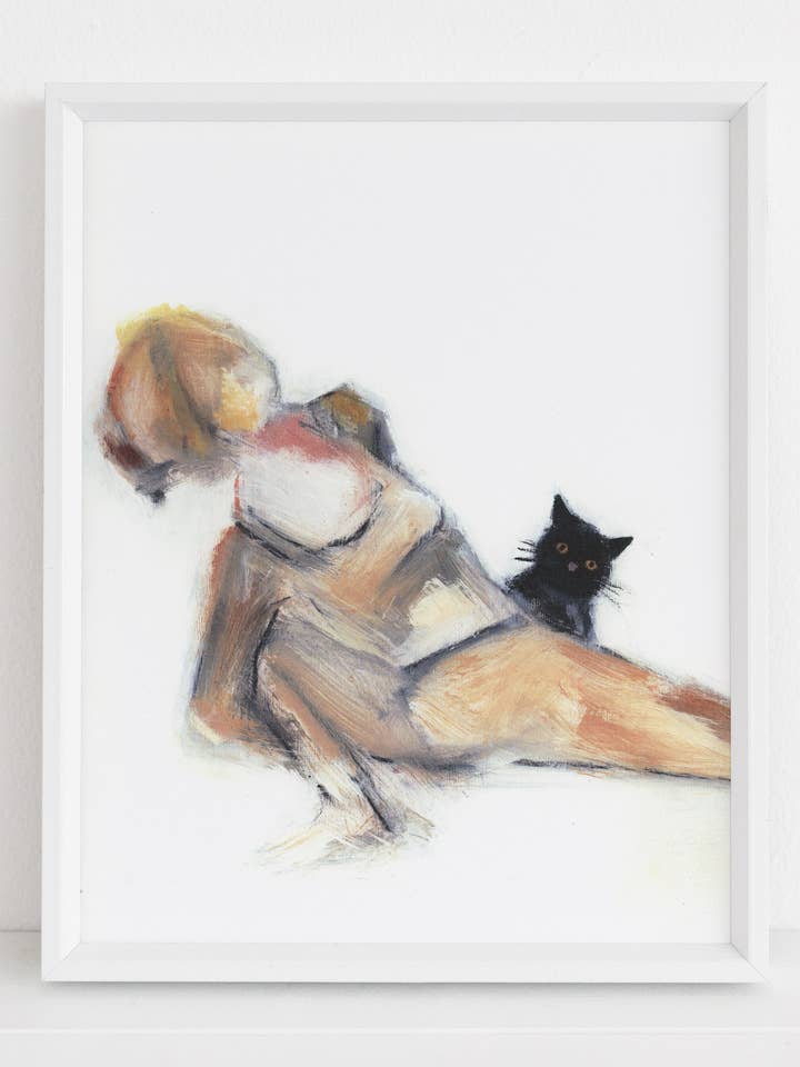 Noir Chat Says Hi Imprimé pour la vente par Leigh Cypres