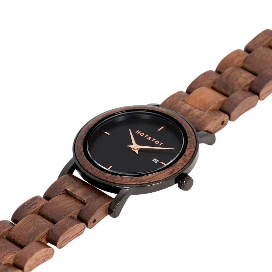 HOT&TOT - Wholesale Wrist Watch - Women's - NYX | Wood watch for women | Sustainable | Rose gold steel2