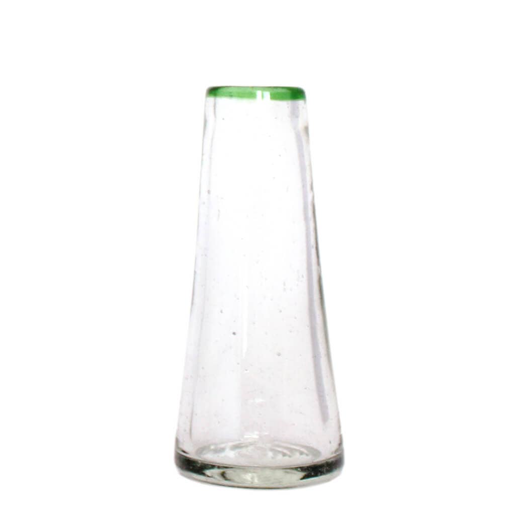 Sobremesa – Großhandel Vasen – Grüner Rand Kleiner Kegelvase | Blumenvasen | Mundgeblasen1