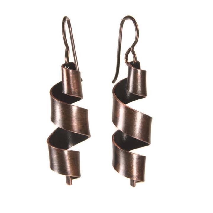 Ribbons Copper Earrings - Large for wholesale by Tactile Melodies