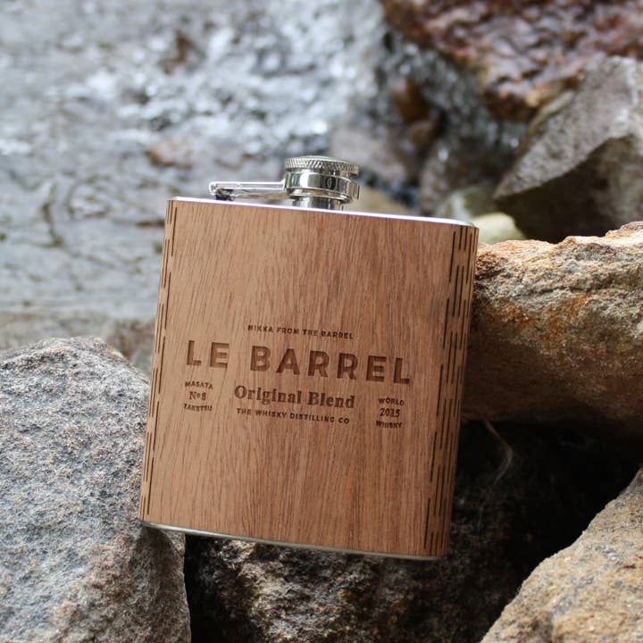 WUDN Handcrafted - Wholesale Flask - CUSTOM Wooden 6 oz Hip Flask, Laser-engraved with your logo