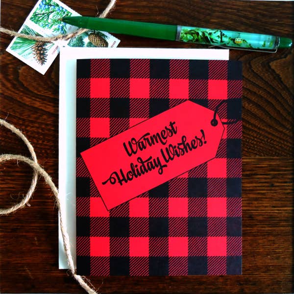 Plaid Warmest Holiday Wishes pack/6 for wholesale by a. favorite design