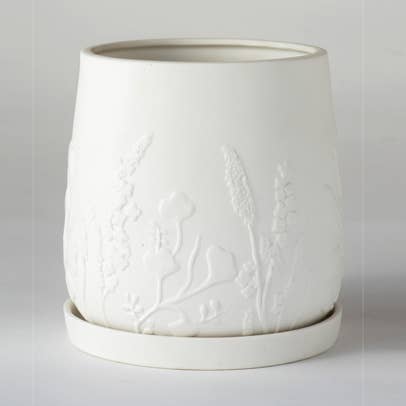 Relief Plant Pot White for wholesale by Angus & Celeste