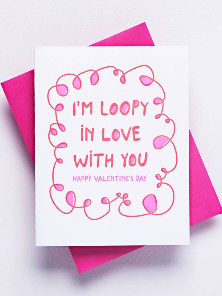 Loopy in Love (Valentine), boy/girlfriend greeting card for wholesale by Richie Designs