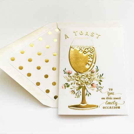 The First Snow - Wholesale Engagement Card - A Toast Gold Embossed Engagement Greeting Card